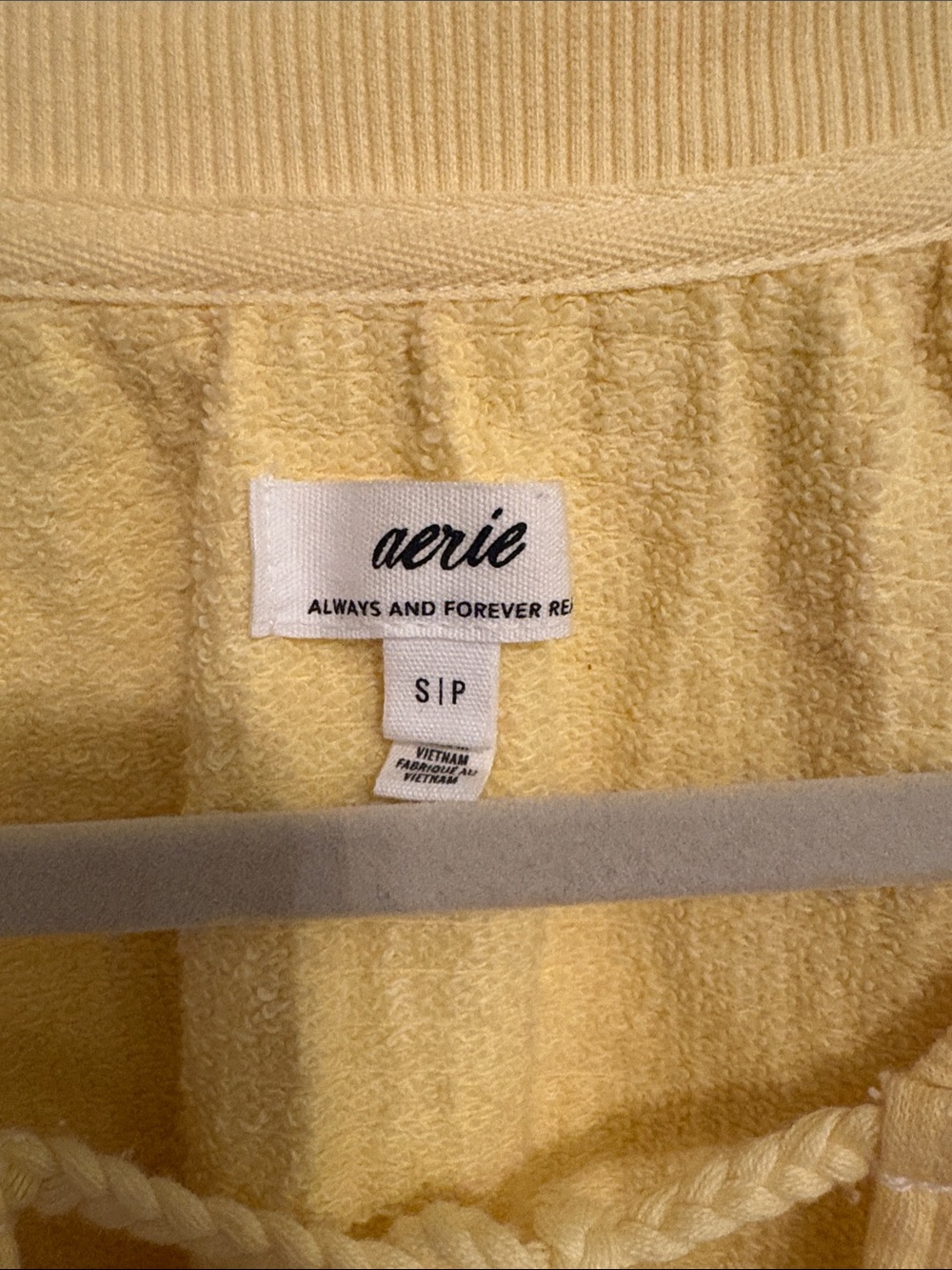 aerie Yellow Tie-Neck Pullover Sweatshirt - Picture 2 of 2
